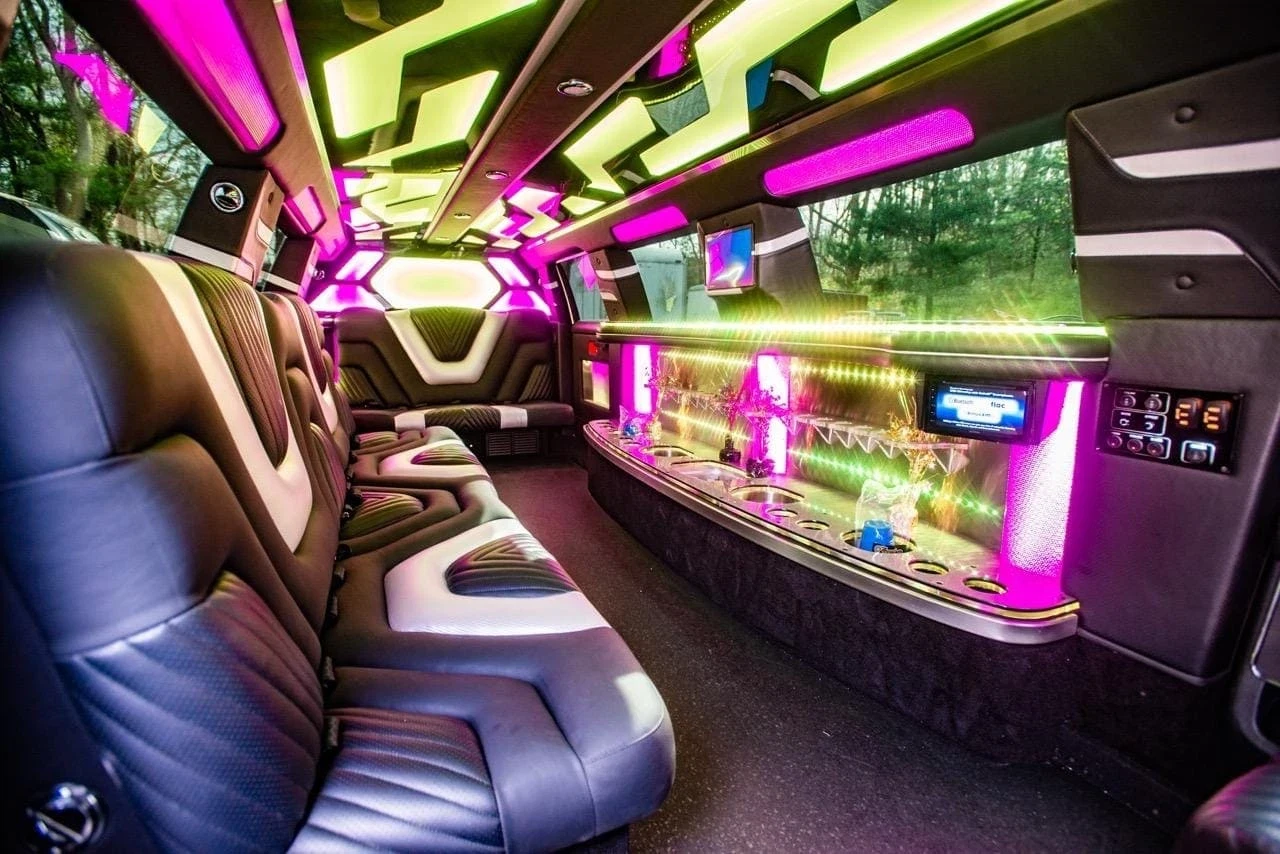 Neon lit limo interior