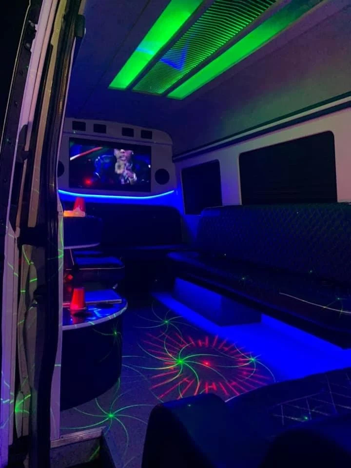 Neon Lit Party Bus Interior Duval County Florida in Duval, Florida